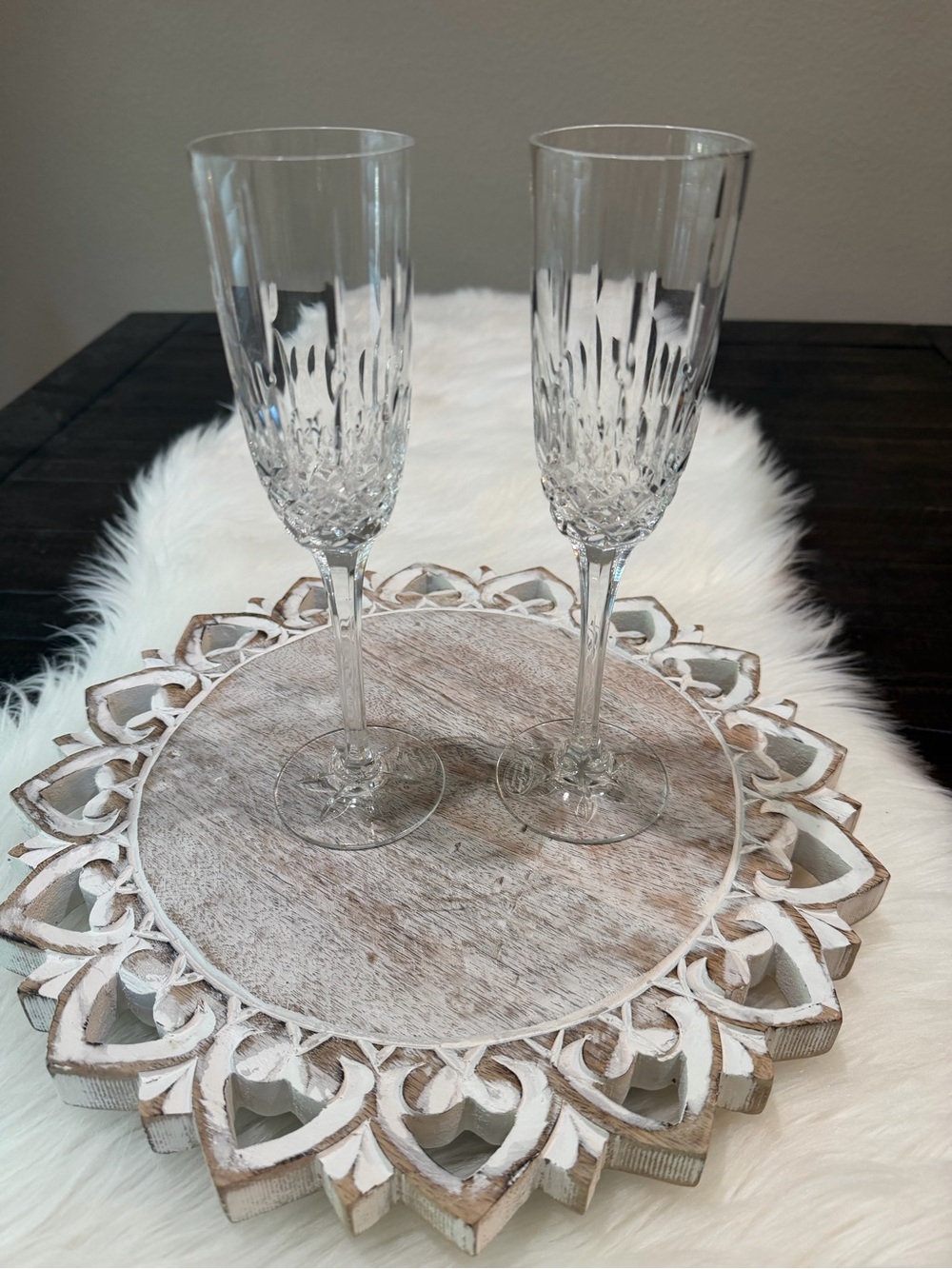 Vintage Royal Gallery crystal champagne flutes Set of 2. Macys NOS flawless